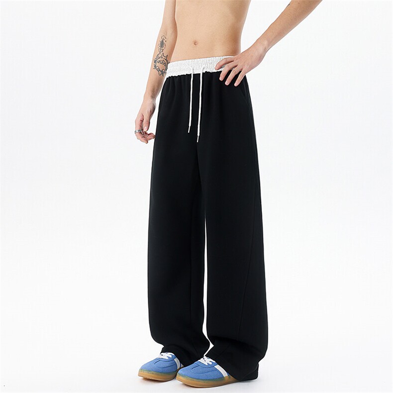 8XL-M春季撞色运动卫裤特大码美式高街直筒阔腿休闲裤KZ1945/P55图片