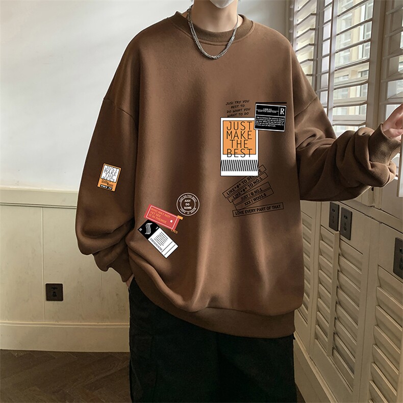 圆领卫衣男大码加厚加绒长袖t恤男S6121-P28加绒款-P33,男装卫衣,电商A040