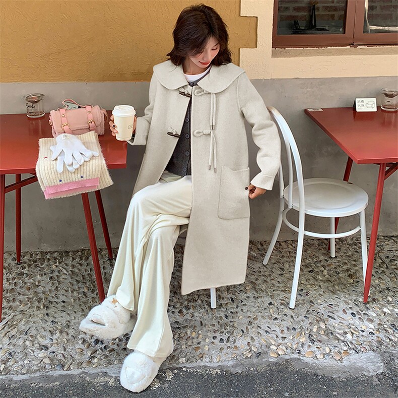 时尚女装中长款翻领双面呢大衣羊毛羊绒保暖显瘦外套,女装双面呢大衣,天使之佳话