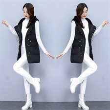 时尚保暖女士连帽棉马甲修身显瘦冬季外套，女装棉衣/棉服，超帛