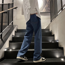 牛仔裤男士新款港风复古宽松阔腿裤ins高街潮牌直筒长裤N5080-p30，男装牛仔裤，星座1008-1
