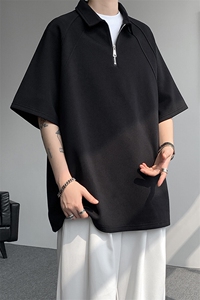 8XL-M半拉链t恤短袖POLO衫男款夏季美式翻领宽松大码半袖DT008P45图片
