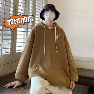 加绒新款港风宽松连帽套头卫衣X5676-常规P70控88-加绒P80控98图片