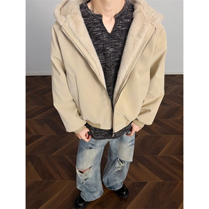 现货MYF02特P85冬季新款连帽宽松潮牌加绒棉服座山雕皮毛外套a图片