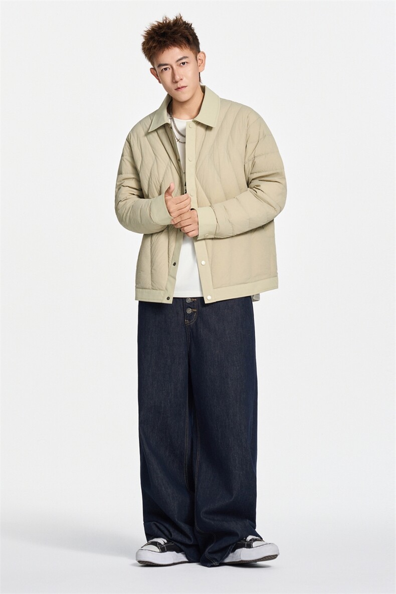 冬季美式开衫衬衫领轻薄保暖羽绒服90白鸭绒XZ309Y95735P128,男装衬衫,星座309（原A406）