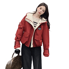 现货红色加厚派克服外套小个子工装棉服2C206-L58-P200-K298，女装棉衣/棉服，2C206