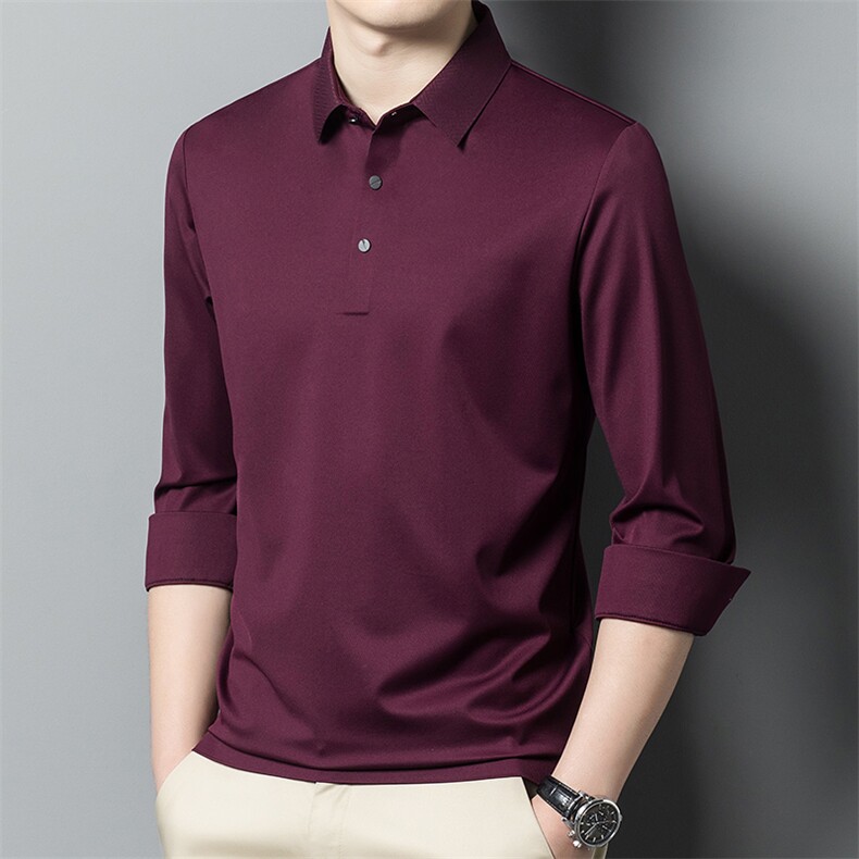 男式2023年秋季新款中老年爸爸百搭T恤男长袖商务休闲体恤男装，男装T恤，电商B360