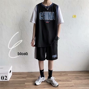 运动休闲套装男夏季宽松假两件短袖短裤两件套潮流篮球服TZ03-P40图片