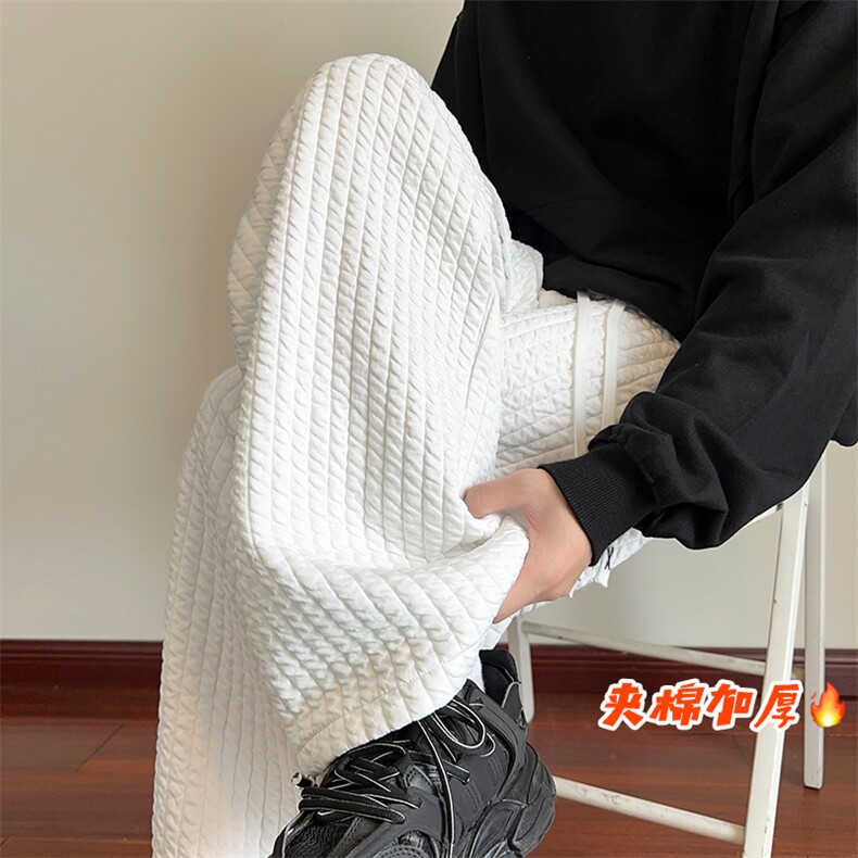 抖音条纹夹棉加厚大码棉裤阔腿拖地裤K5629J加棉-特P35控58，男装棉裤，电商A001