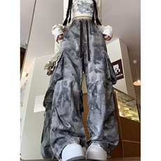 YC9258-P58潮扎染工装裤男女2025春秋新款潮牌宽松迷彩阔腿裤，男装休闲裤，电商C233