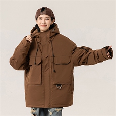 新标90白鸭绒简约休闲连帽工装外套纯色加厚羽绒服ESY0222-P230，男装羽绒服，电商B306