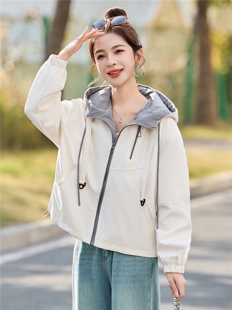 现货！现货！2026年春秋新款时尚撞色减龄百搭短款外套女,女装短外套,以桐