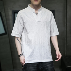 新中式立领唐装短袖风T恤汉服高品质缎彩潮提花T321-P55，男装T恤，电商A227