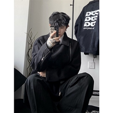 档口图短款毛呢外套630g重磅夹克设计感黑色翻领外套DY193-P90，男装夹克，星座1213