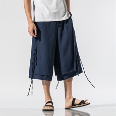 夏季大码风男女棉麻休闲裤暗黑坠感飘带古风汉服宋裤K92/P85，男装民族服装，钱塘713