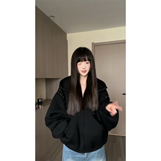 抖音得物高品质26春装美式高街铆钉杜宾犬耳朵开衫卫衣外套W125，女装短外套，电商A486