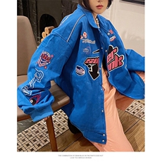 美式高街机车夹克外套男女春秋oversizec潮牌休闲情侣刺绣棒球服，男装夹克，星座1013-1