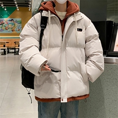 现货抖音得物二开三防加厚假两件拼接连帽棉衣冬季棉服LL9999，男装棉衣，电商A486