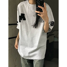 万针全刺绣工艺抖音得物高品质260克重磅纯棉双纱美式高街短袖T恤，男装T恤，电商A486