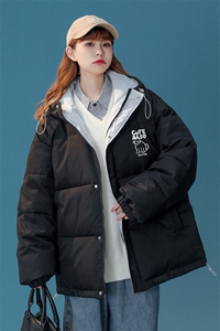 中性22冬季新款小猫印花连帽面包服棉服宽松棉衣MY152P115控148图片