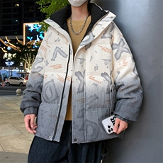 2024青少年渐变加厚棉衣男士连帽宽松百搭外套，男装棉衣，星座1206（原A206）
