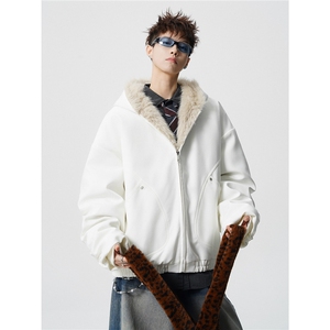 现货仿牛仔座山雕棉服美式连帽毛毛重磅设计感外套A170-M901-P142图片
