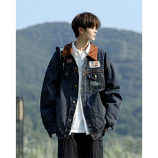 牛仔外套新款秋季翻领夹克潮牌工装上衣百搭潮JK08949-P75，男装工装外套，星座308B-2