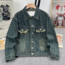 长袖春秋常规款新款潮潮流青少年牛仔外套翻领夹克外穿标准时尚，男装工装外套，星座506B