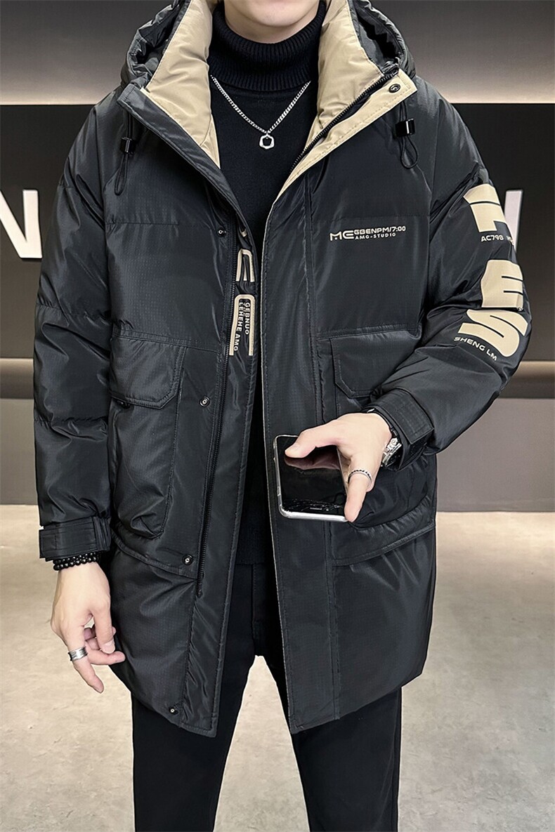 2024新款男士羽绒服中长款连帽加厚鸭绒外套B240-YR9867-P245,男装羽绒服,电商B240
