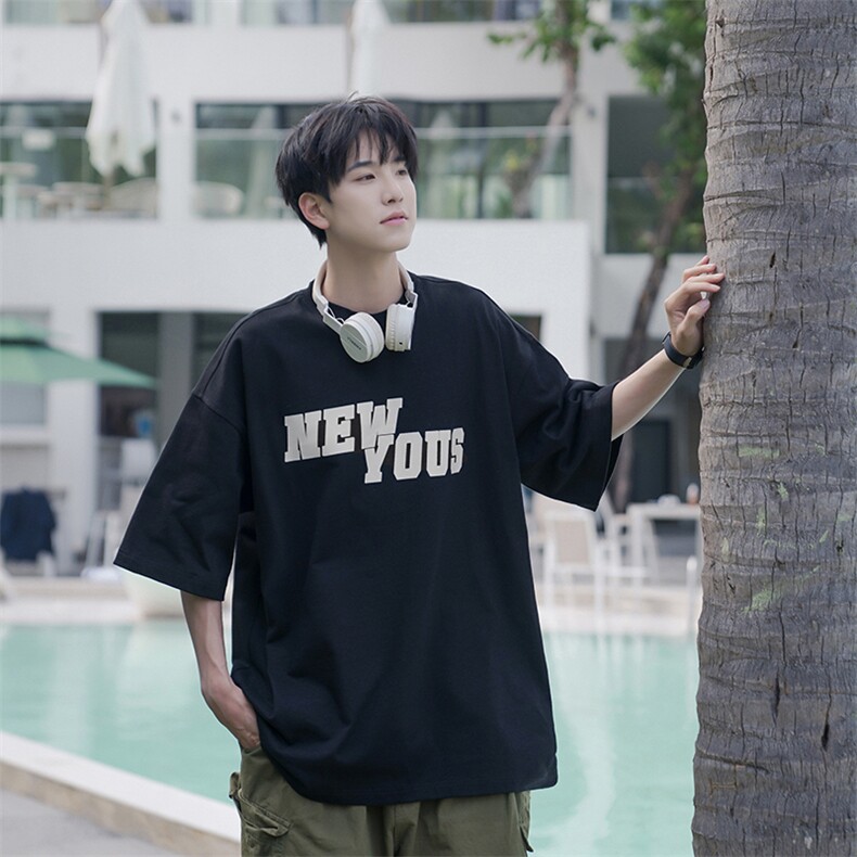 港风短袖宽松潮流百搭韩版情侣B225-T9370-P42-X55图片