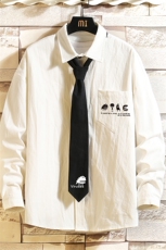 LC42109-P45加绒款P55痞帅领带长袖衬衫男士大码dk制服男jk砖墙，男装衬衫，电商A040A