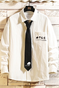 LC42109-P45 加绒款P55痞帅领带长袖衬衫男士大码dk制服男jk 砖墙图片