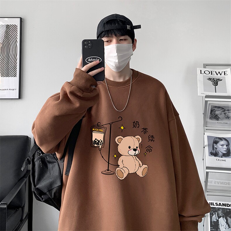 圆领卫衣男大码加厚加绒长袖t恤男S6194-P28加绒款-P33,男装卫衣,电商A040