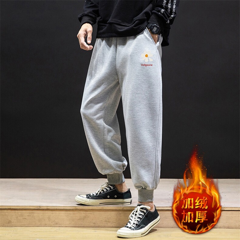 K12059-P40加绒P50束脚纯棉运动裤男士休闲裤大码宽松卫裤男,男装休闲裤,电商A040A