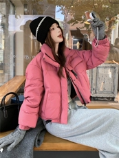 现货新款羽绒服女短款韩版立领简约加厚小个子高级感面包服外套潮，女装羽绒服，网红馆