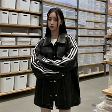 港风秋装美式织带夹克复古情侣PU皮衣休闲工装外套女G1067P108，男装夹克，电商A339