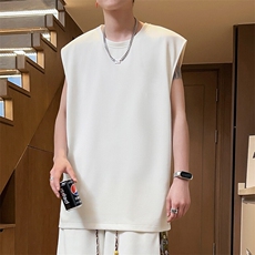 光版二开无袖T恤潮流男装青年男士背心纯色夏季A266-BX033-P18，男装背心/马甲，电商A266