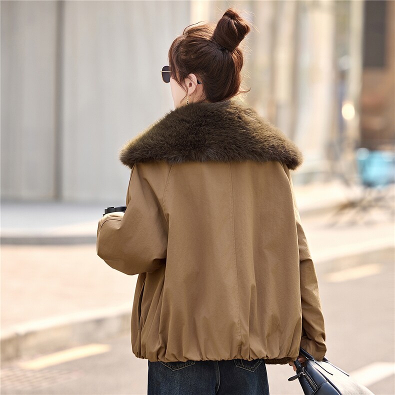 大毛领女冬季2025新款加绒加厚派克服外套,女装派克服,依多米
