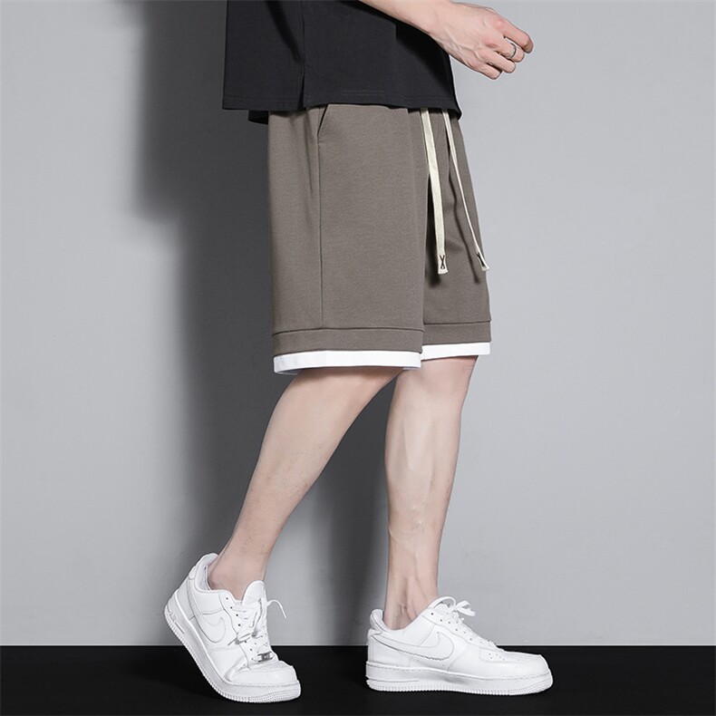 夏季短裤男宽松潮YOA景假两件纯色百搭五分裤运动短裤CK2410-P29,男装休闲裤,星座717