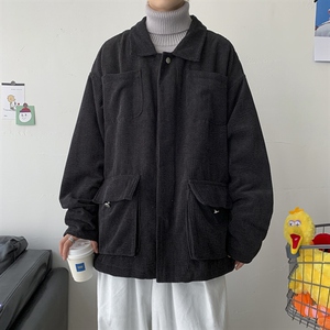 港风情侣灯芯绒夹克外套多口袋工装宽松衬衫男女ins潮 H203/P85图片