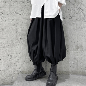 春装高级山本风日系复古9分裤男九分灯笼裤暗黑裤子大码九分裤，男装休闲裤，星座909