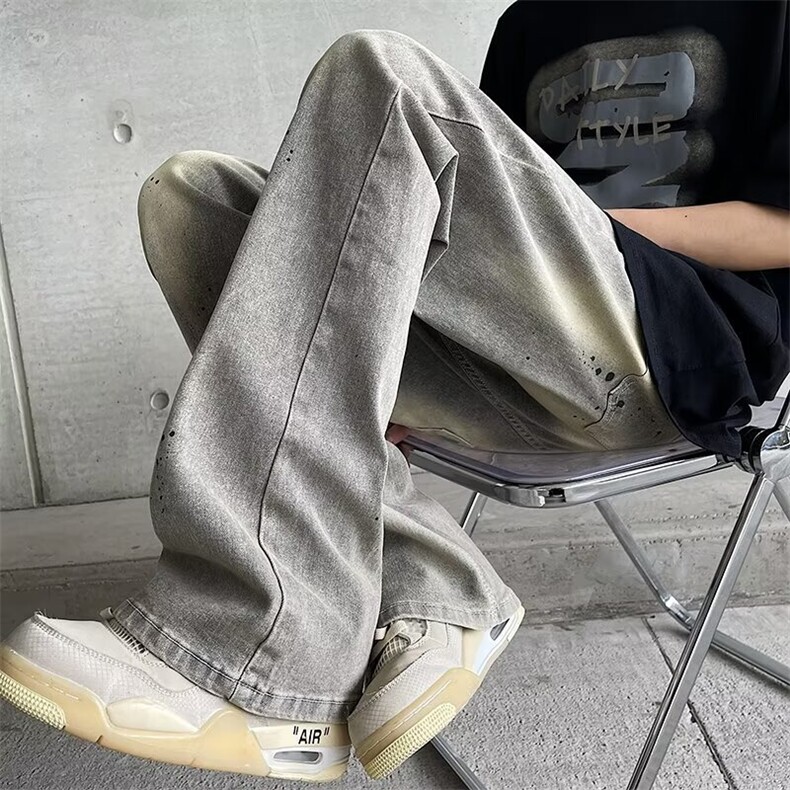 水洗牛仔裤男街头潮流复古美式痞帅宽松直筒长裤男款NC1077，男装牛仔裤，星座1116A-1（原606A）