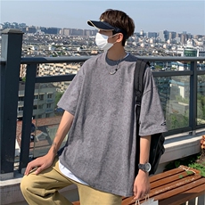 重磅T恤潮流圆领男港风2026夏季新款短袖时尚B299-X5321-P40限59，男装T恤，电商A061-1