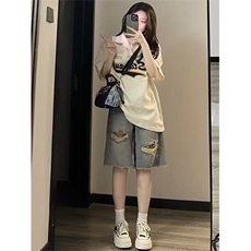 毛边破洞牛仔短裤男女夏季美式潮牌欧美街头高街五分裤LA377-P39，男装牛仔裤，星座1008