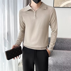 轻熟风新款拉链针织Polo衫秋季潮牌男士潮流翻领S802-P55，男装Polo衫，星座1109-3