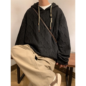 703-W329-P68  秋冬立体菱形花纹休闲连帽卫衣图片