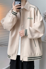 字母刺绣设计高级感翻领宽松棒球服运动夹克外套B289-JK74-P105，男装夹克，电商B289-1