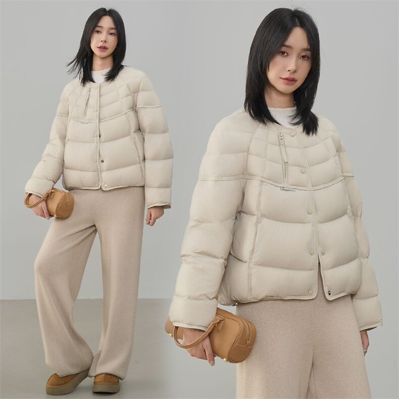 现货2025年冬季新款90白鸭绒休闲风简约时尚羽绒服女外套,女装羽绒服,阳光伊恋