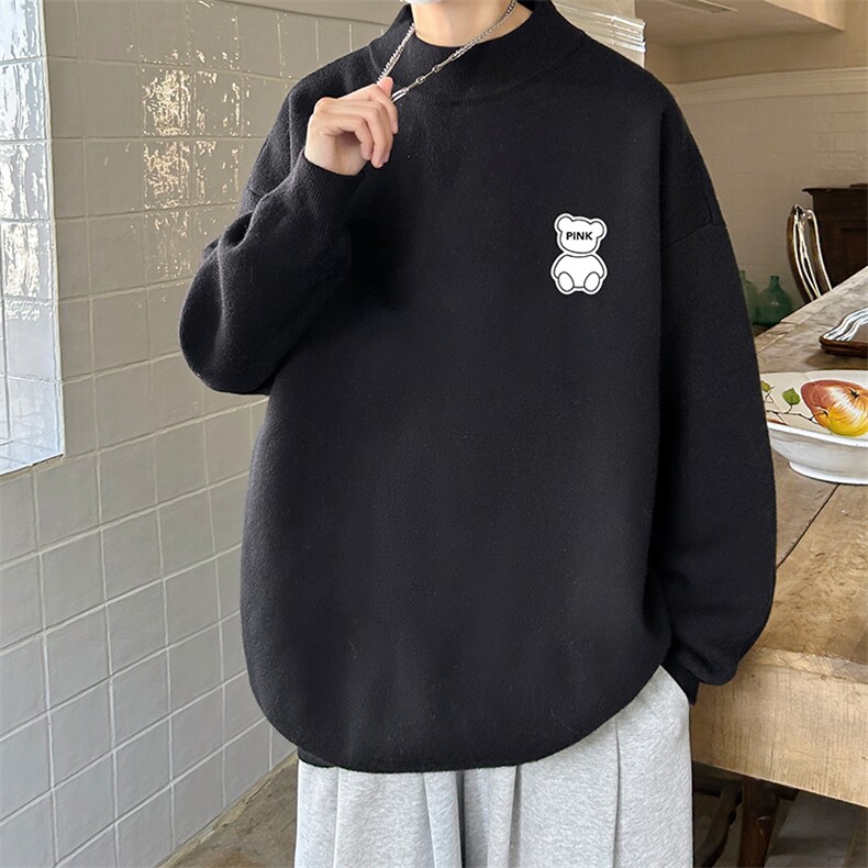 控68半高领毛衣男士大码针织衫男毛线衣男M18292-P45加绒款-P65，男装针织衫/毛衣，电商A040