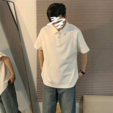 得物抖音高品质二开珠地网眼透气面料纯色宽松短袖T恤翻领POLO衫，男装T恤，电商A486